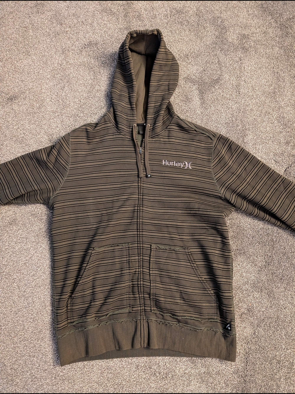 Hurley Olive Striped Full-Zip Hoodie